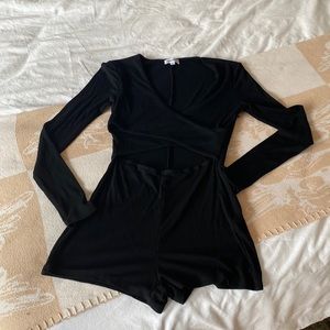 Revolve criss cross black mini jumpsuit